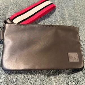 Silver Clutch with Pink Strap